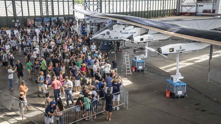 Der Solarflieger bei der Ankunft auf Hawaii.