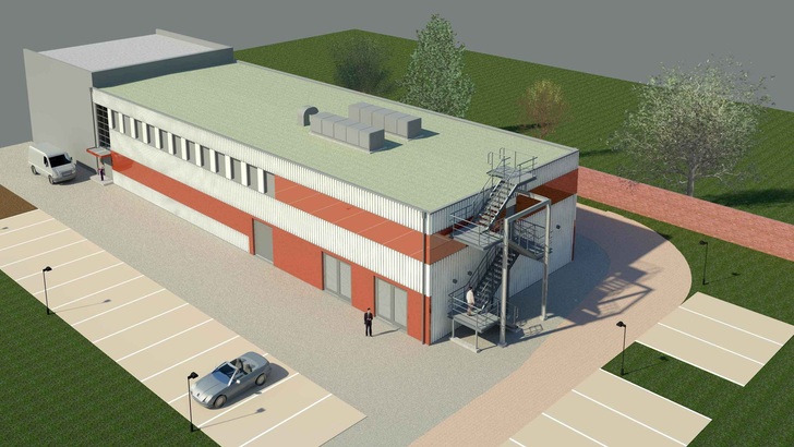 Blick von oben: Ein 3D-Architekturmodell der Speichers.