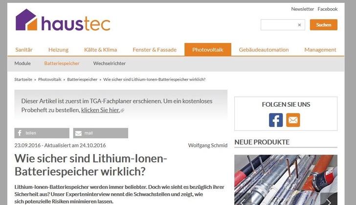 Das Reichweitenportal haustec.de des Gentner Verlags.