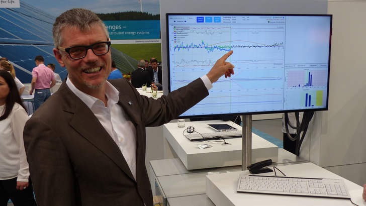 Caterva-Chef Brehler demonstriert die Energievermarktung der Firma. - © nhp
 Caterva-Chef Brehler demonstriert die Energievermarktung der Firma.