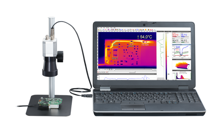 Die Infrarotkameras mit Mikroskopoptik werden im Set inklusive einer Tischhalterung geliefert.