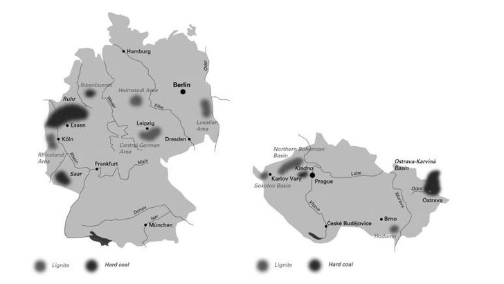 Kohleregionen in Deutschland und Tschechien. - © Grafik: E3G, Quelle: Eurocoal

