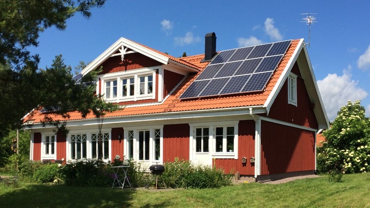 Typische Einbausituation der Solarkomponenten in Skandinavien.