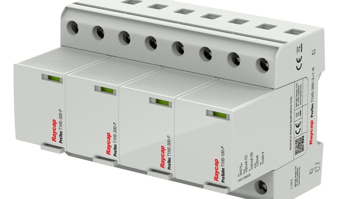Protec T1HS 300: Dieser Varistor (Ableiter Typ 1 und 2) ist für Blitzstoßströme von 25 Kilovoltampere ausgelegt.