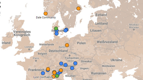 In der Karte sind nicht nur Stadtteile in Europa verzeichnet, die mit modernen Energiekonzepten ausgestattet wurden.
