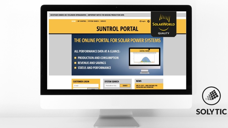 Die Monitoringlösung von Solarworld wird zukünftig von Solytic bereitgestellt und weiterentwickelt. - © Suntrol/Solytic
