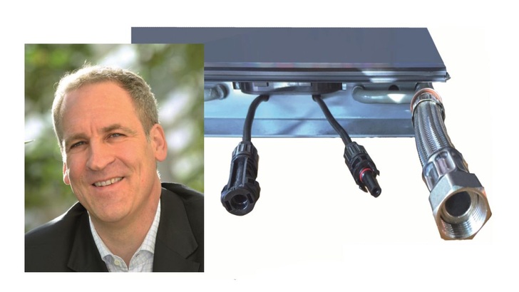 Der PVT-Kollektor Solink liefert Sonnenwärme und Sonnenstrom. Kleines Bild: Andreas Siegemund von Consolar.