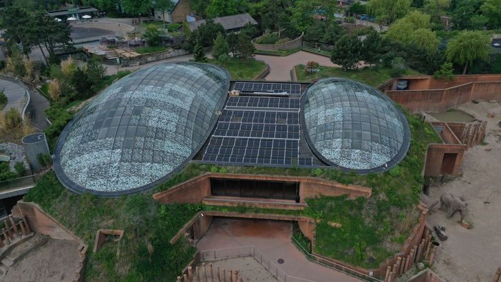 Auf dem Elefantenhaus in Kopenhagen ist eine Solaranlage in Betrieb. - © Hanwha Q-Cells
 Auf dem Elefantenhaus in Kopenhagen ist eine Solaranlage in Betrieb.