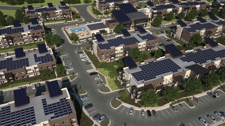Die Wohnungen im US-Bundesstaat Utah werden nur mit Solarstrom versorgt, der überwiegend vom eigenen Dach kommt. - © The Wasatch Group
