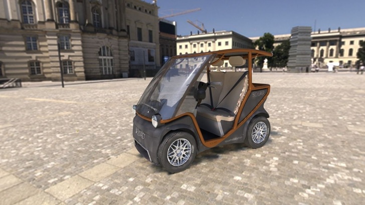 Ein Vorteil: Der Solarwagen benötigt nur zwei Quadratmeter Fläche. - © Squad Mobility
