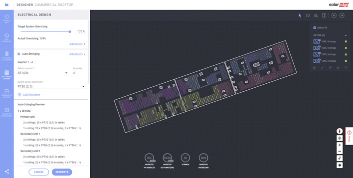 Solaredge bietet ein webbasiertes Design-Tool, um große Gewerbesolaranlagen schneller und einfacher zu planen.