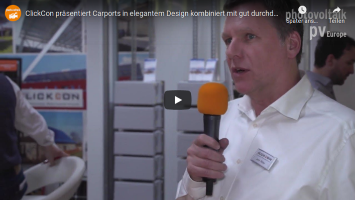 Clickcon aus Freiburg bietet solare Carports für die E-Mobilität.