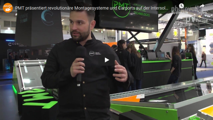 PMT liefert Montagesysteme für flache Großdächer und solare Carports.