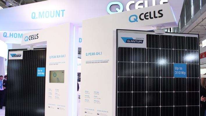 Module mit Quantum-Zellen von Q-Cells auf der Intersolar in München.