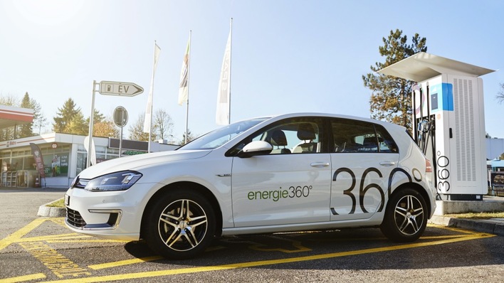 Eine Ladestation von Energie 360° in der Schweiz.