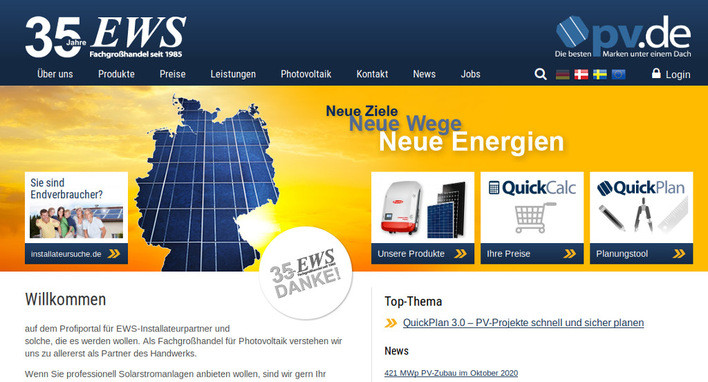 Pünktlich zum Jubiläum wurde die Website von EWS überarbeitet.