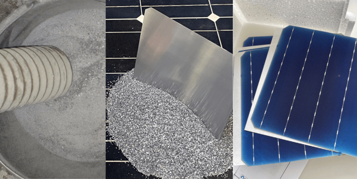 Gereinigtes Silizium und Wafer aus recyceltem Silizium werden wieder zu neuen Zellen.