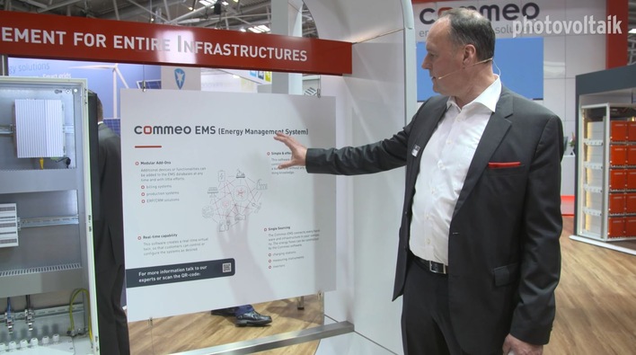 Frank Vöge präsentiert den neuen Gewerbespeicher und das neue EMS von Commeo.