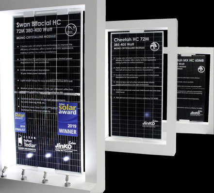 Die neuen Swan-Module von Jinko wurden 2019 auf der Intersolar in München vorgestellt. 