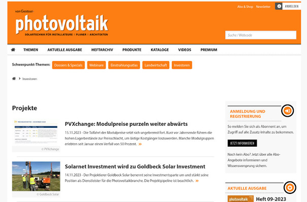 Unser Investorenkanal wird durch einen aktuellen Newsletter für die Finanzbranche ergänzt.