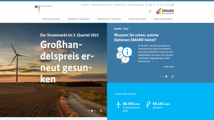 Im Webportal Smard der Bundesnetzagentur finden sich aktuelle Kennzahlen zum Strommarkt.