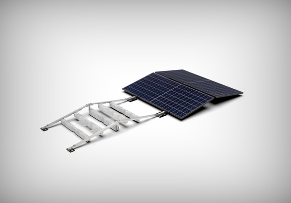  Mit einem Kran wird die Smart Solar Box auf das Flachdach gebracht und von den Installateuren auseinandergefaltet.