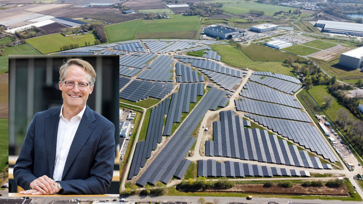 Joachim Goldbeck ist CEO der Goldbeck Solar Gruppe. Hintergrund: Der Solarpark in Bavelse Berg in der niederländischen Region Breda entstand auf einer Mülldeponie, die weiterhin genutzt wird. Er leistet 37 Megawatt.