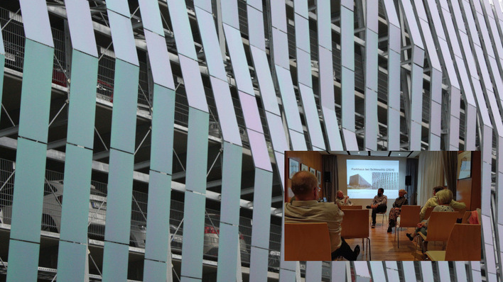 Immer mehr Solarfassaden werden sichtbar. Die Fassade des DHL-Parkhauses in Schkeuditz ist auf alle Fälle ein Blickfang.