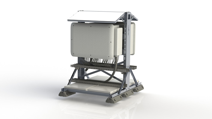 Die Konstruktion ist aus robusten Aluminiumblech.