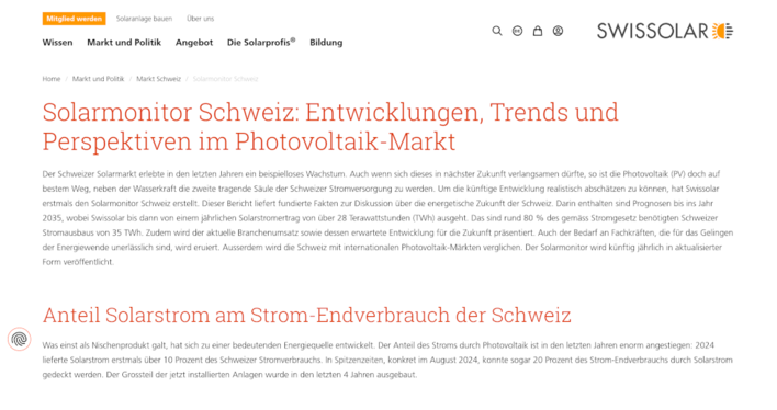 Künftig wird der Solarmonitor jedes Jahr aktualisiert.