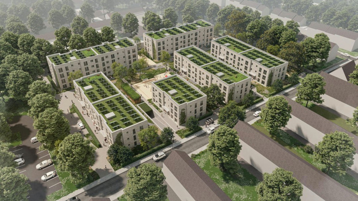 Die Gebäude des Neubauquartiers in Hamburg tragen Solaranlagen, die unter anderem die Mieter in den Sozialwohnungen mit Strom versorgen.