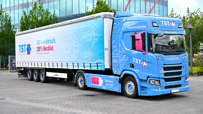 Dreimal täglich bewältigt der neue Elektro-Lkw die 67 Kilometer lange Strecke von Mainz nach Worms und zurück.