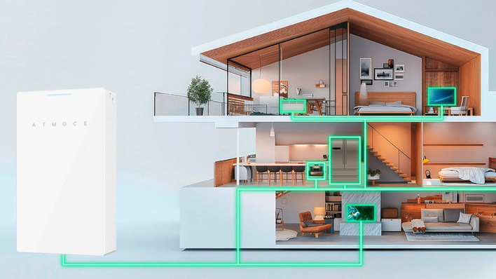 Die Batterie von Atmoce wird einfach an den Stromkreis im Haus angeschlossen.