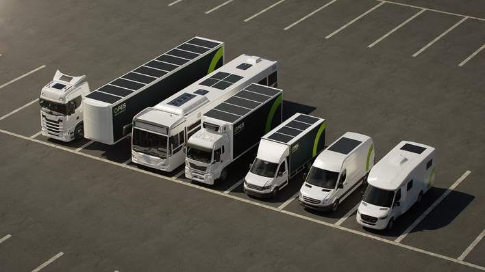 Nutzfahrzeuge mit Solarelementen aus Zwenkau.