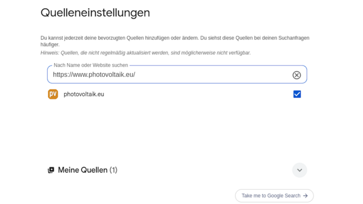 Mit dem Link genügt ein Haken, um die Quelle in Ihre Suchliste aufzunehmen.