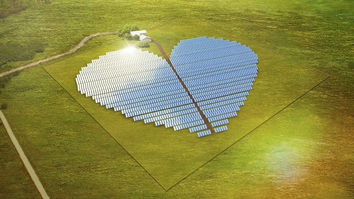 Gut für PR: Conergy baute in Neukaledonien eine herzförmige Solaranlage.