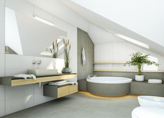 
In diesem modernen Bad gibt es keine Heizkörper mehr. Faktisch unsichtbar wirkt der großzügige Spiegel als Heizfläche, die angenehme Strahlungswärme in den Raum abgibt. Die elektrische Installation und der Thermostat wurden unter Putz ausgeführt.



