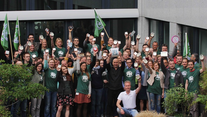 Rund 100 Mitarbeiter von Naturstrom ließen ihre Wecker schrillen.