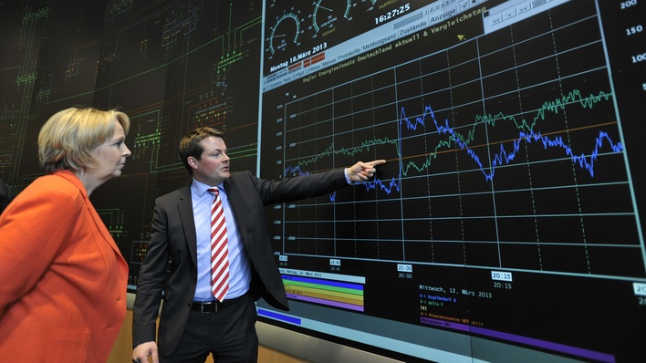 Übertragungsnetzbetreiber Amprion zeigt NRW-Ministerpräsidentin Kraft die Leitzentrale.