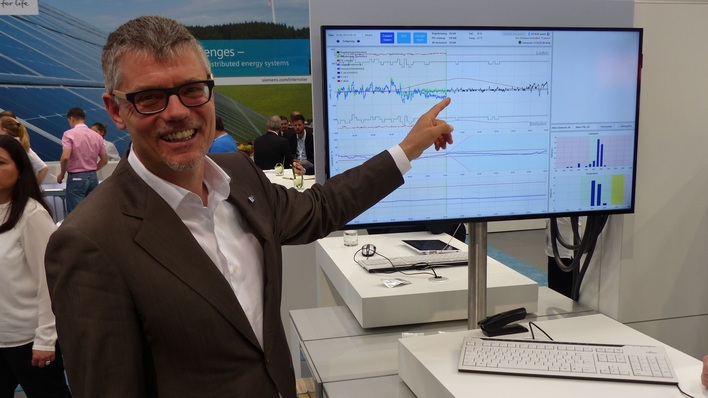 Caterva-Chef Brehler demonstriert die Energievermarktung der Firma.