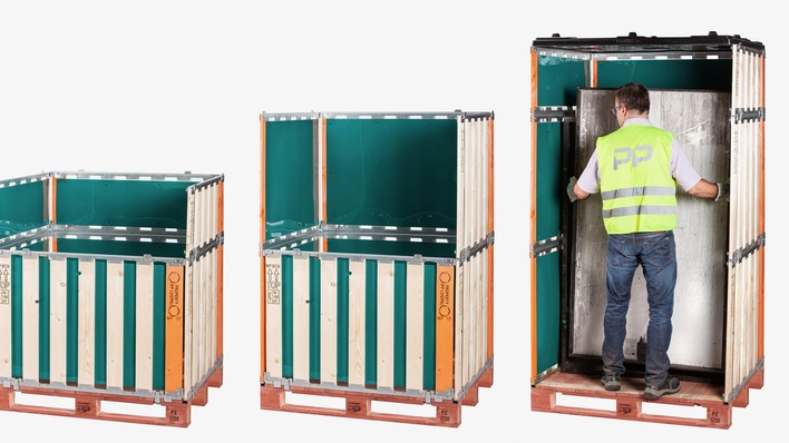 Die 2,5 Quadratmeter große Box ermöglicht eine geschlossene Lagerung am Sammelpunkt.