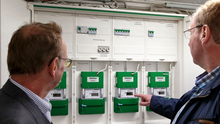 Blick in den Zählerschrank des Mietshauses.