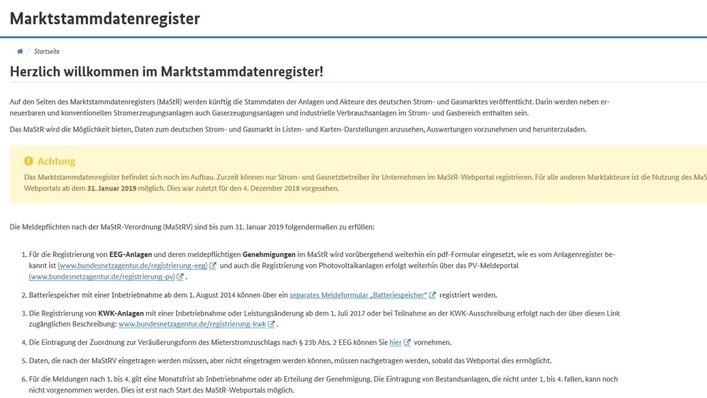 Die Bundesnetzagentur kommt nicht in die Pötte. Derzeitiger Stand des Webportals.