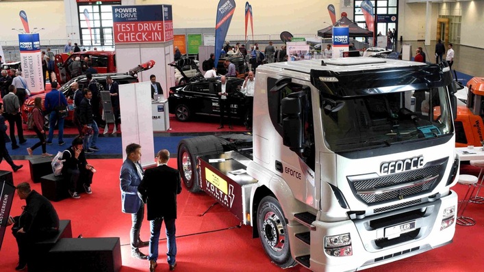 E-Nutzfahrzeuge auf der Power2Drive in München.