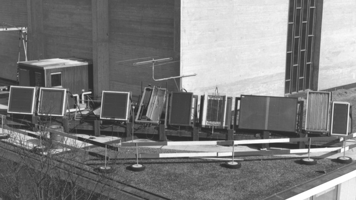 Prüfstand für thermische Solarkollektoren aus dem Jahr 1975.