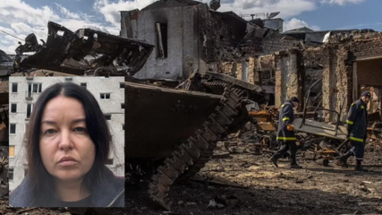 Zerstörtes Krankenhaus in Trostjanets im Osten der Ukraine.